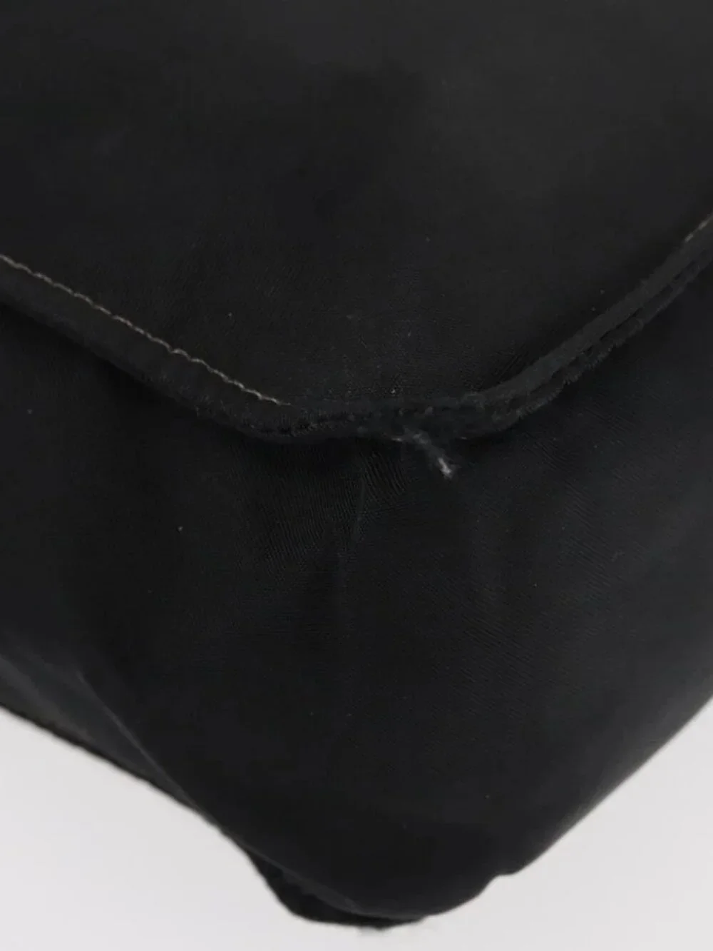 CHANEL Hand Bag Nylon Black Silver CC Auth 176247